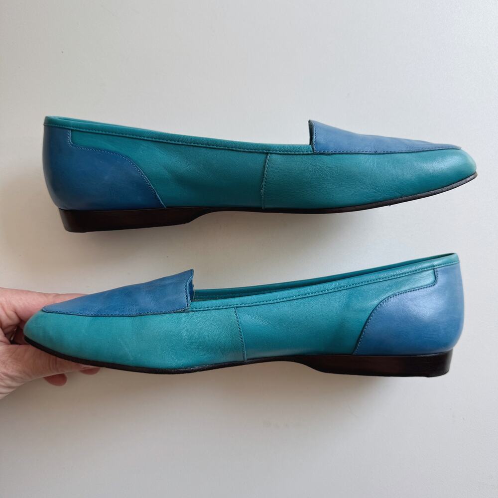 Enzo Angiolini Blue Colorblock Leather Liberty Loafers Size 9 - Picture 6 of 9